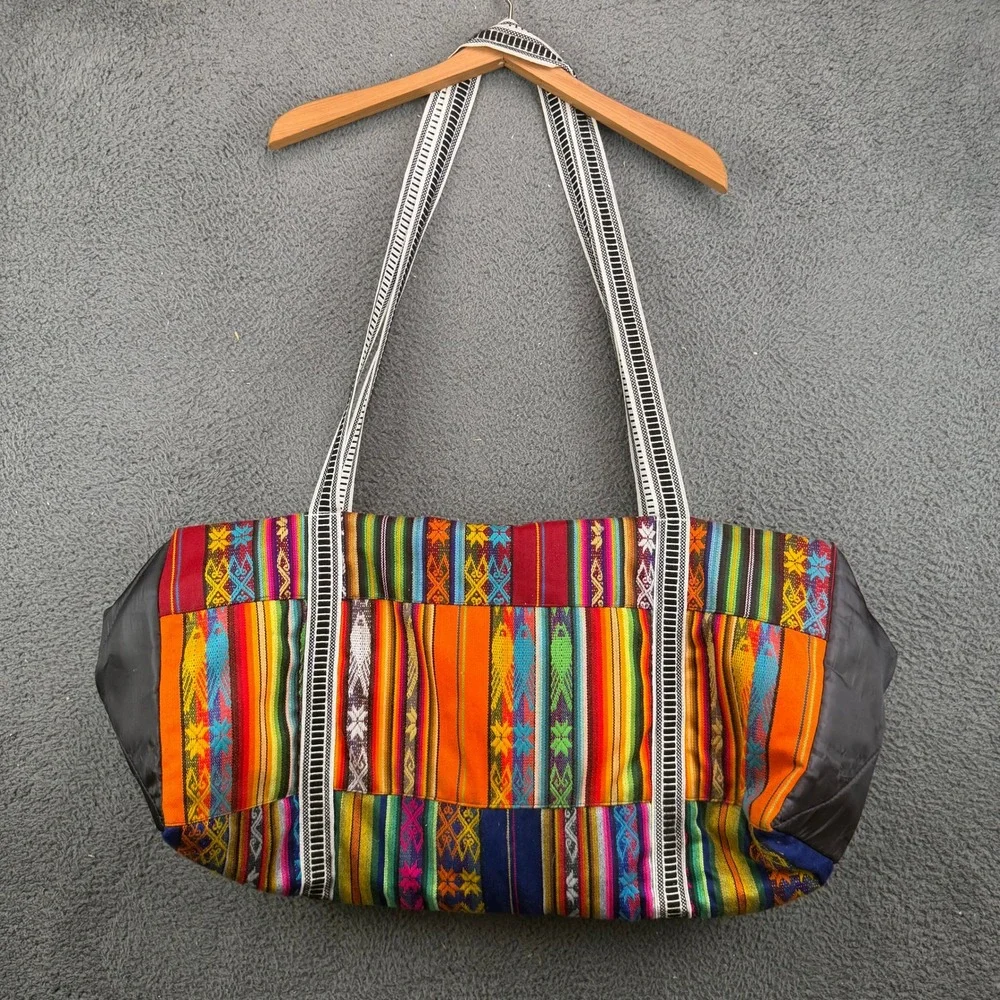 Boho Handwoven Colorful Duffel Bag Hippie Tribal Pattern Weekender Travel‎ Tote